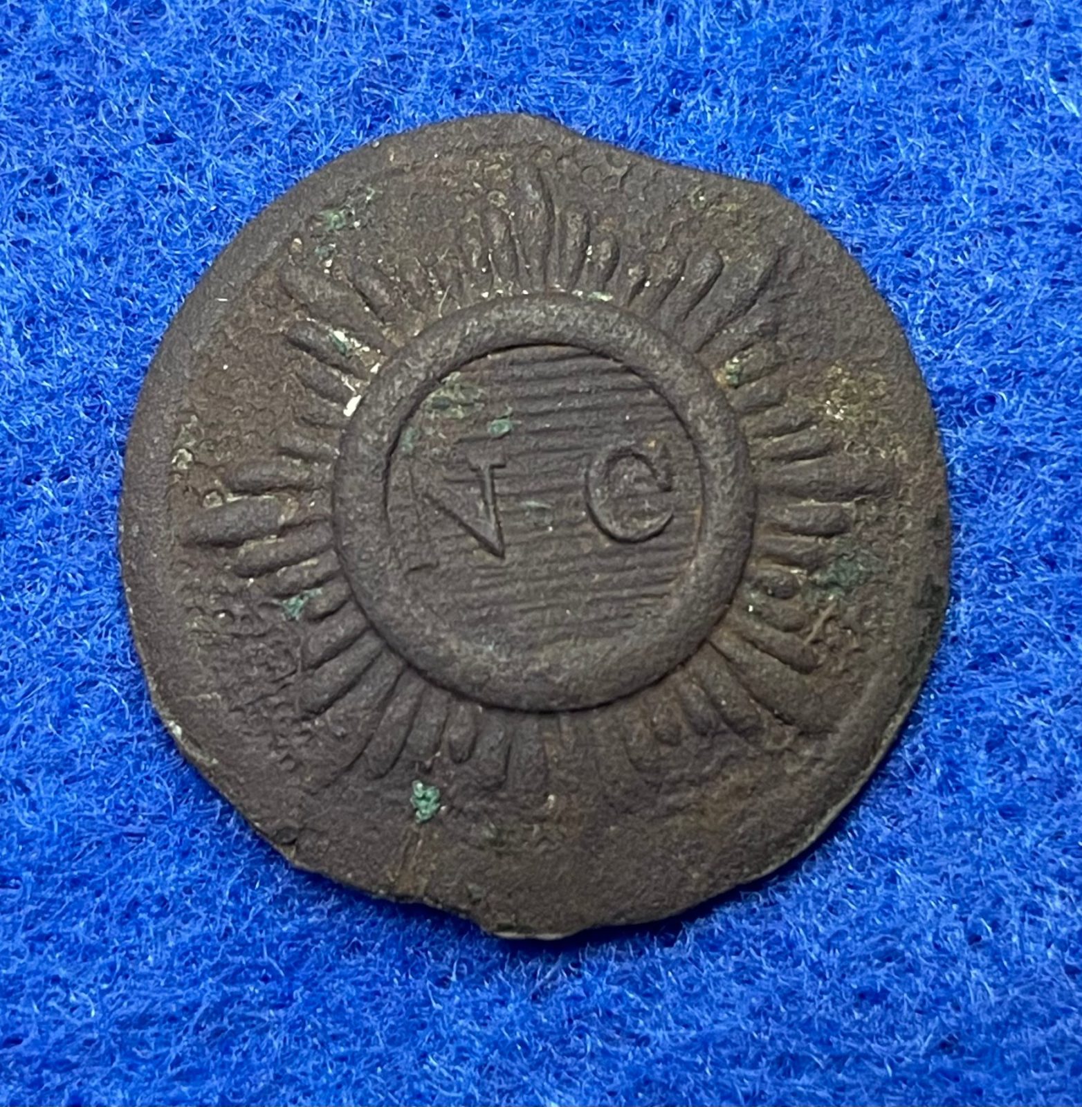 Excavated Civil War North Carolina Sunburst Coat Button from Dalton