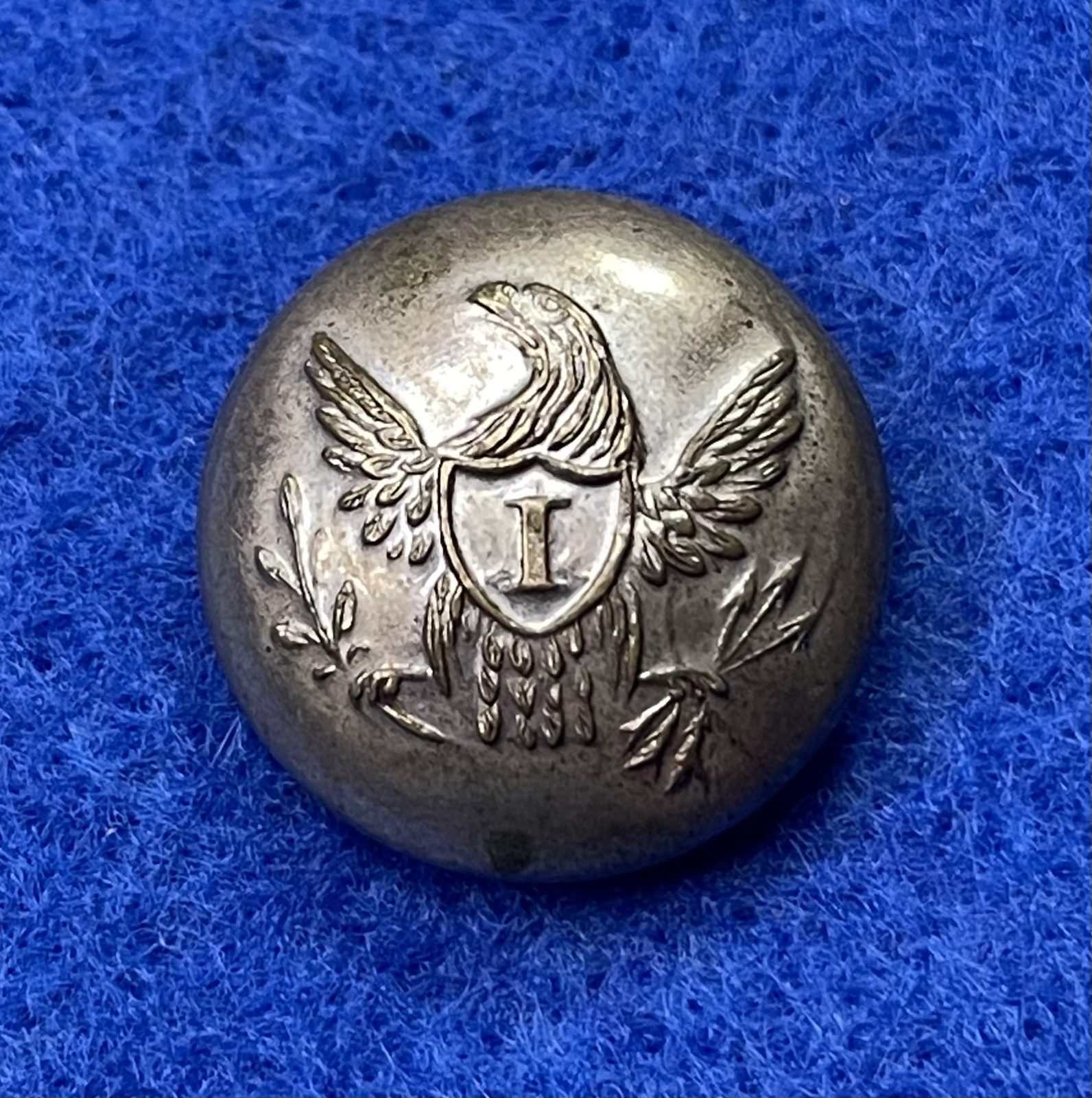 Beautiful Non Excavated Silver Eagle Infantry Cuff Button by Baldwin of New Orleans