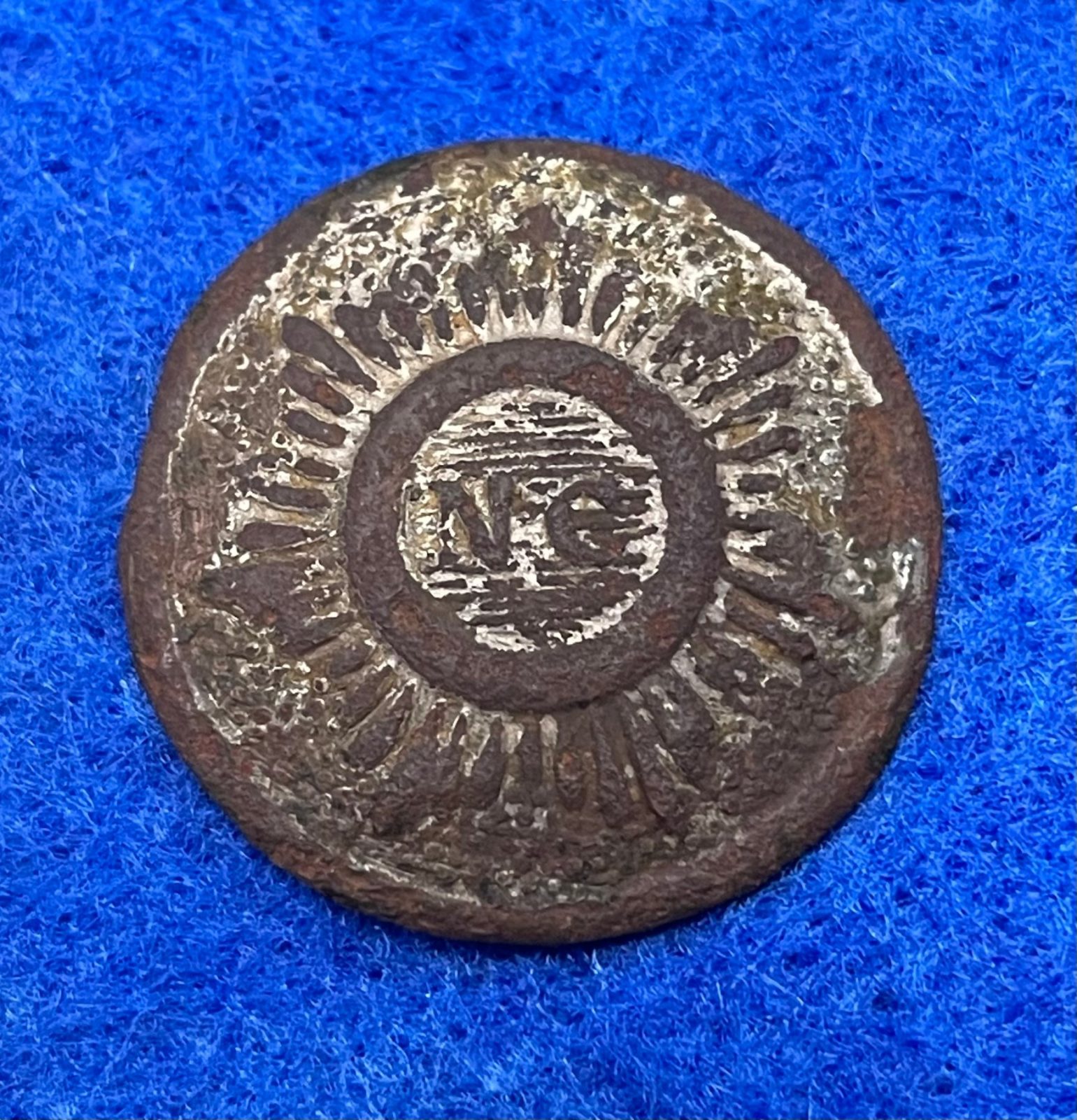 Excavated Civil War North Carolina Sunburst Coat Button from New Hope Battlefield