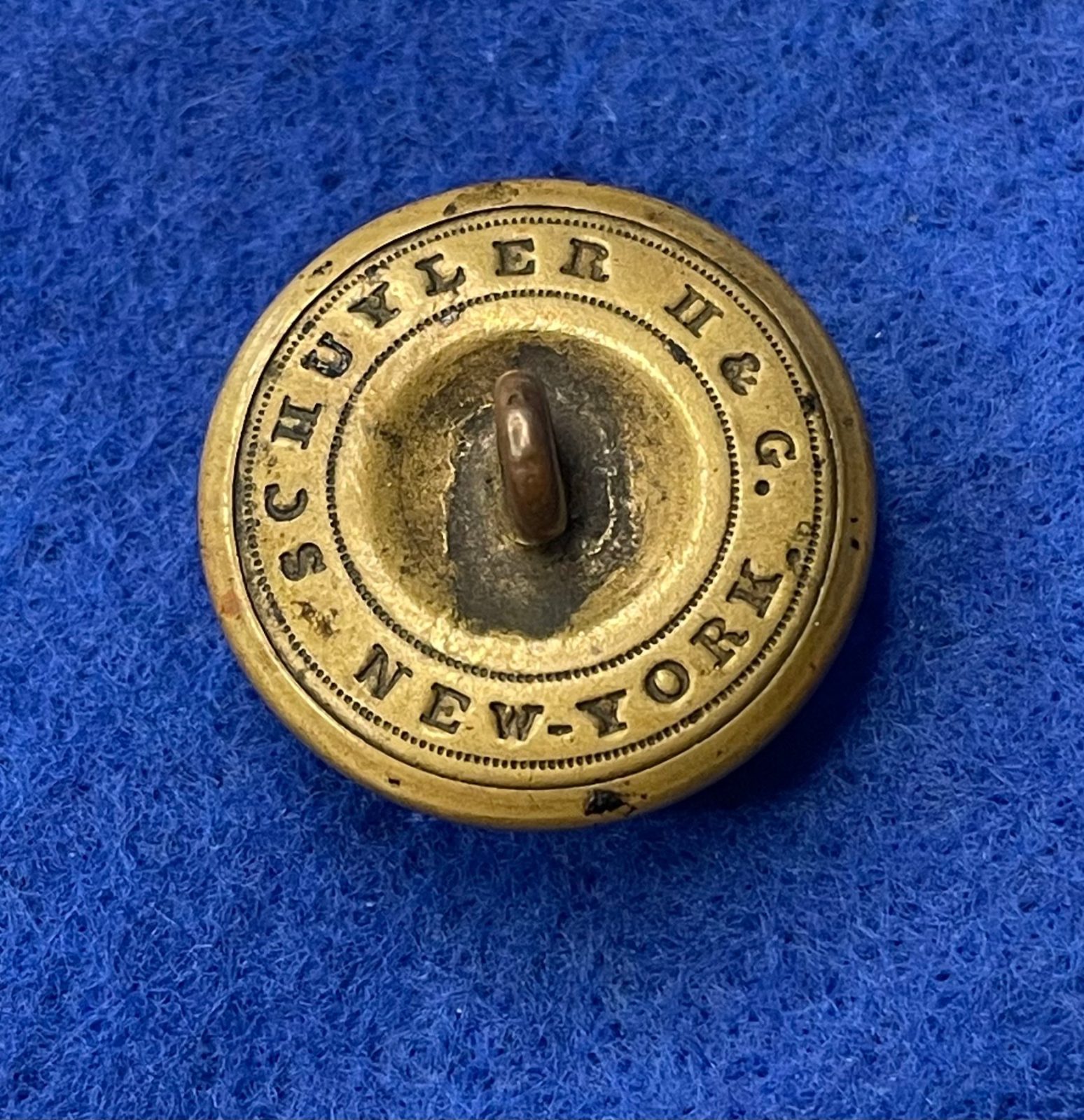 Non Excavated Civil War Massachusetts Coat Button by Schuyler