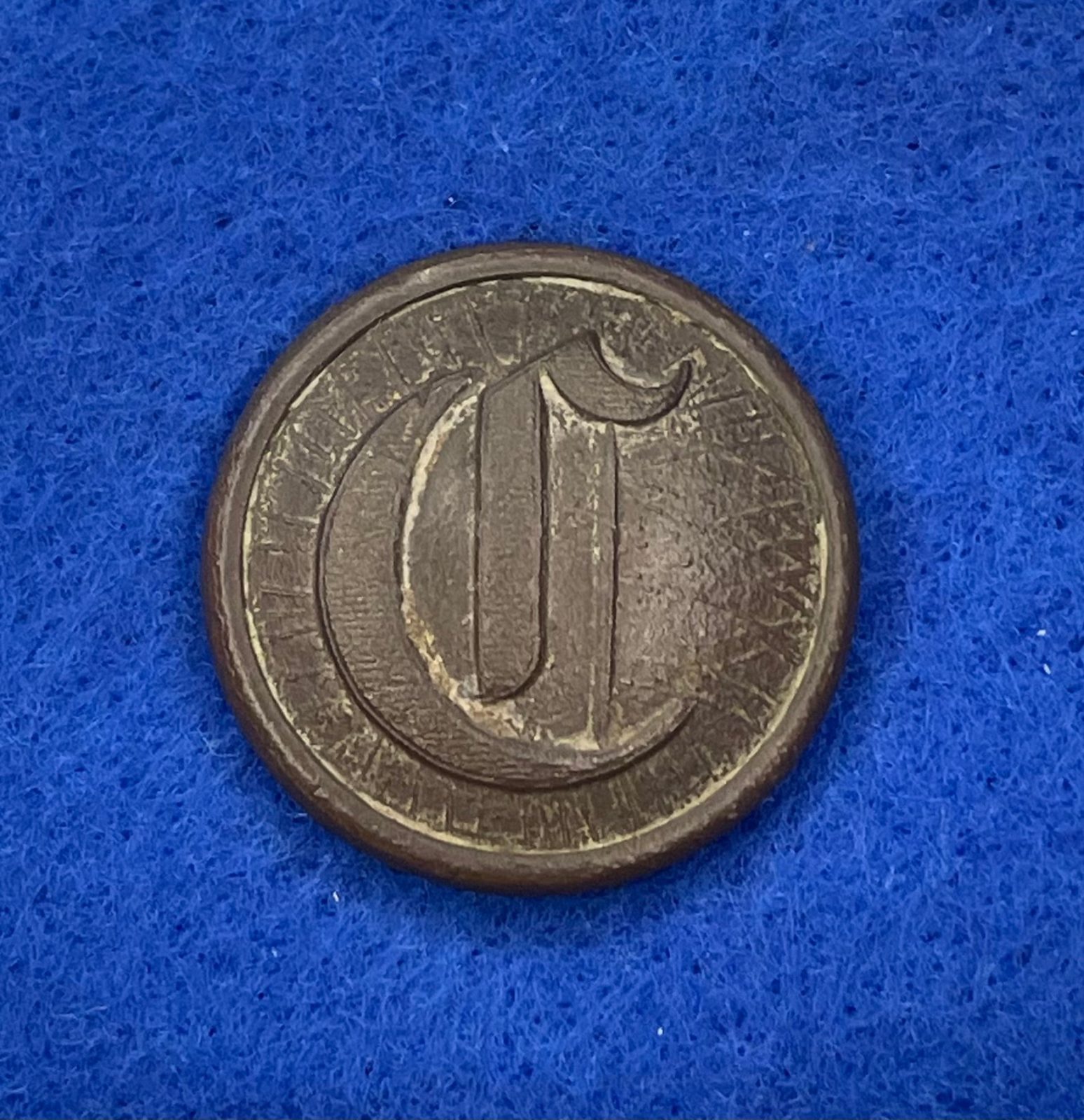 Excavated Civil War Confederate Cavalry Script "C" Coat Button from Vicksburg