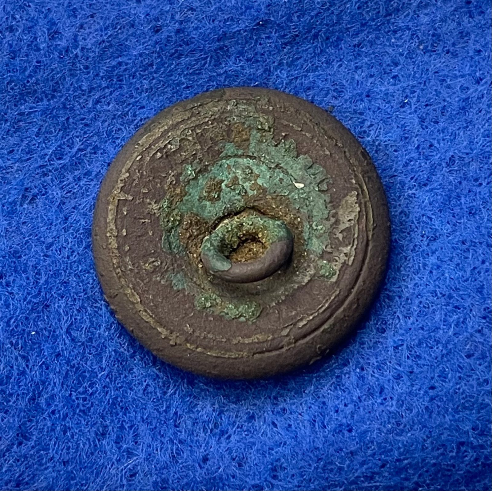 Excavated Civil War Confederate Artillery Manuscript "A" Coat Button from Milledgeville, GA