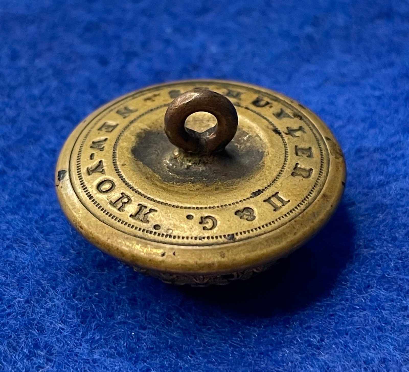 Non Excavated Civil War Massachusetts Coat Button by Schuyler
