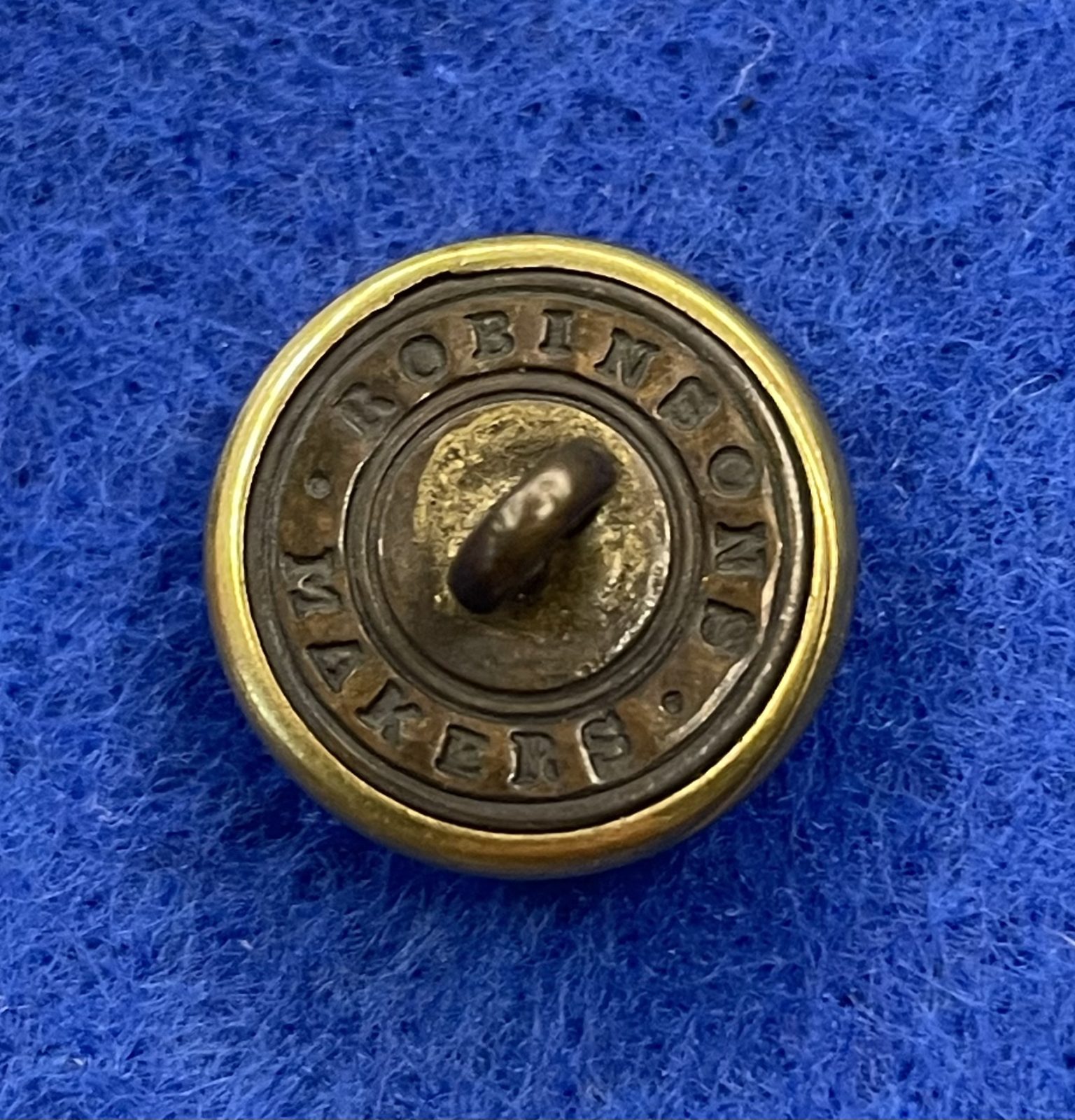 Non Excavated Civil War Massachusetts Cuff Button by Robinsons Makers