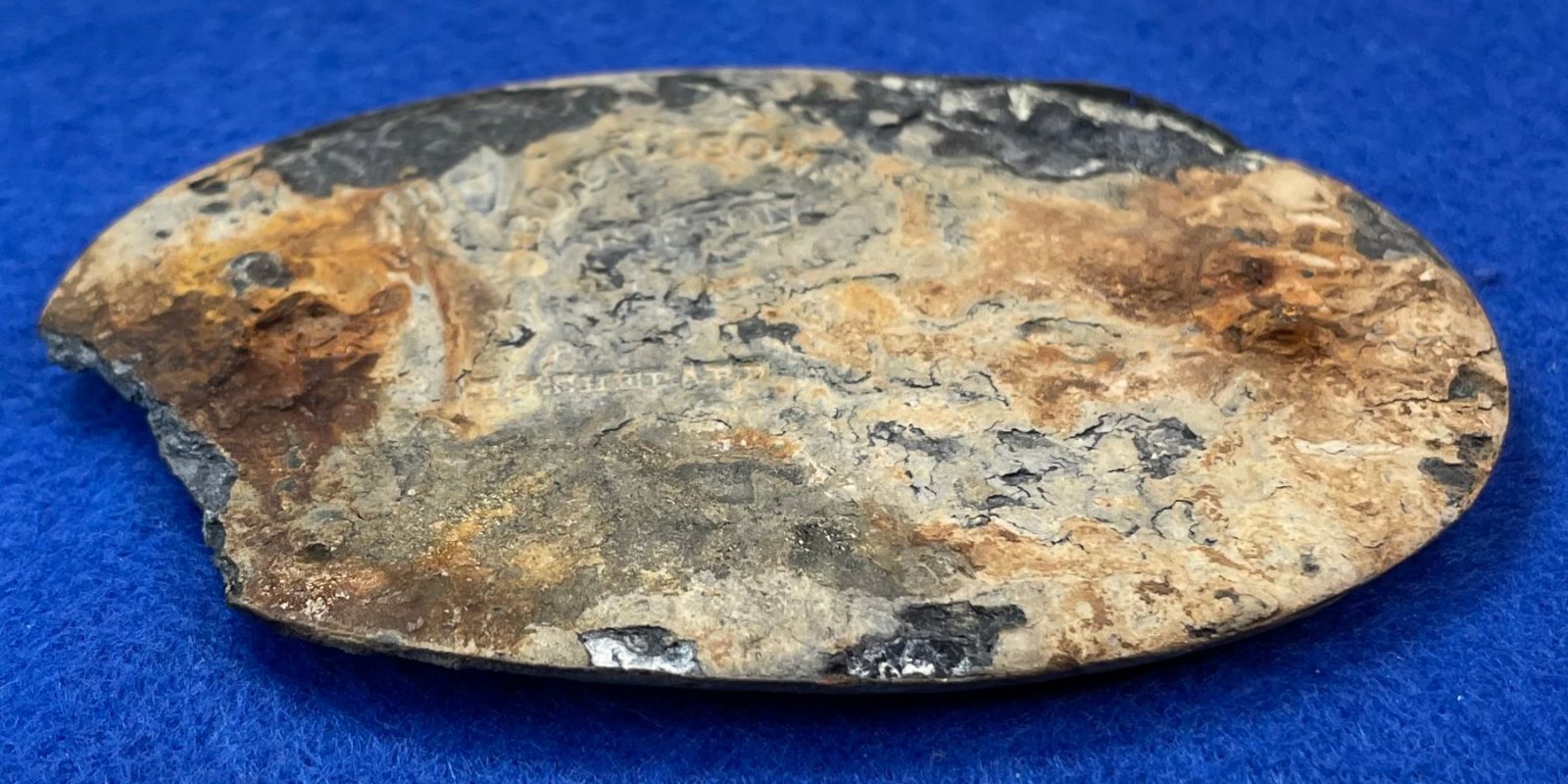 Excavated Civil War US Cartridge Box Plate with Markers Mark & Inspector Stamp