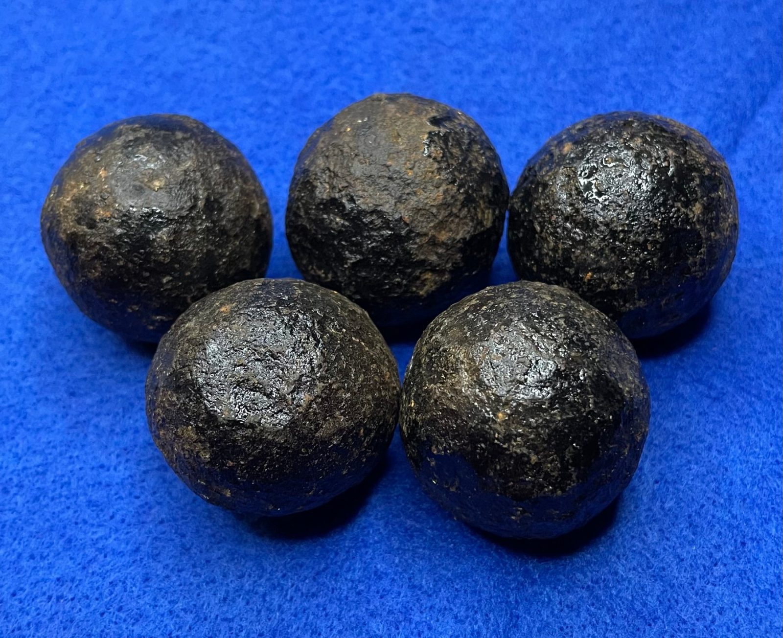 Grouping of 5 Excavated Canister Balls for the 6-pounder Cannon
