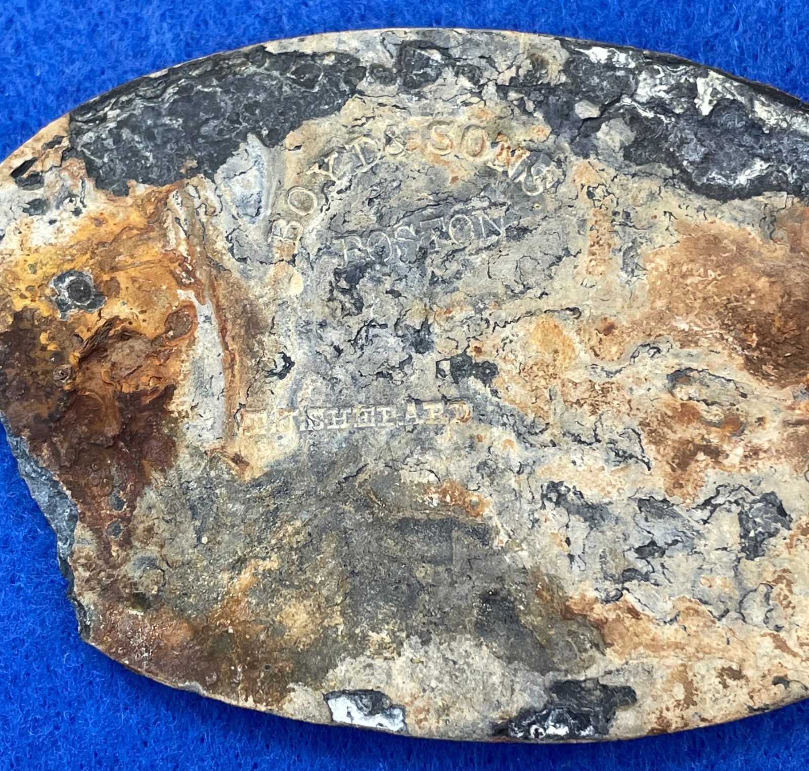 Excavated Civil War US Cartridge Box Plate with Markers Mark & Inspector Stamp