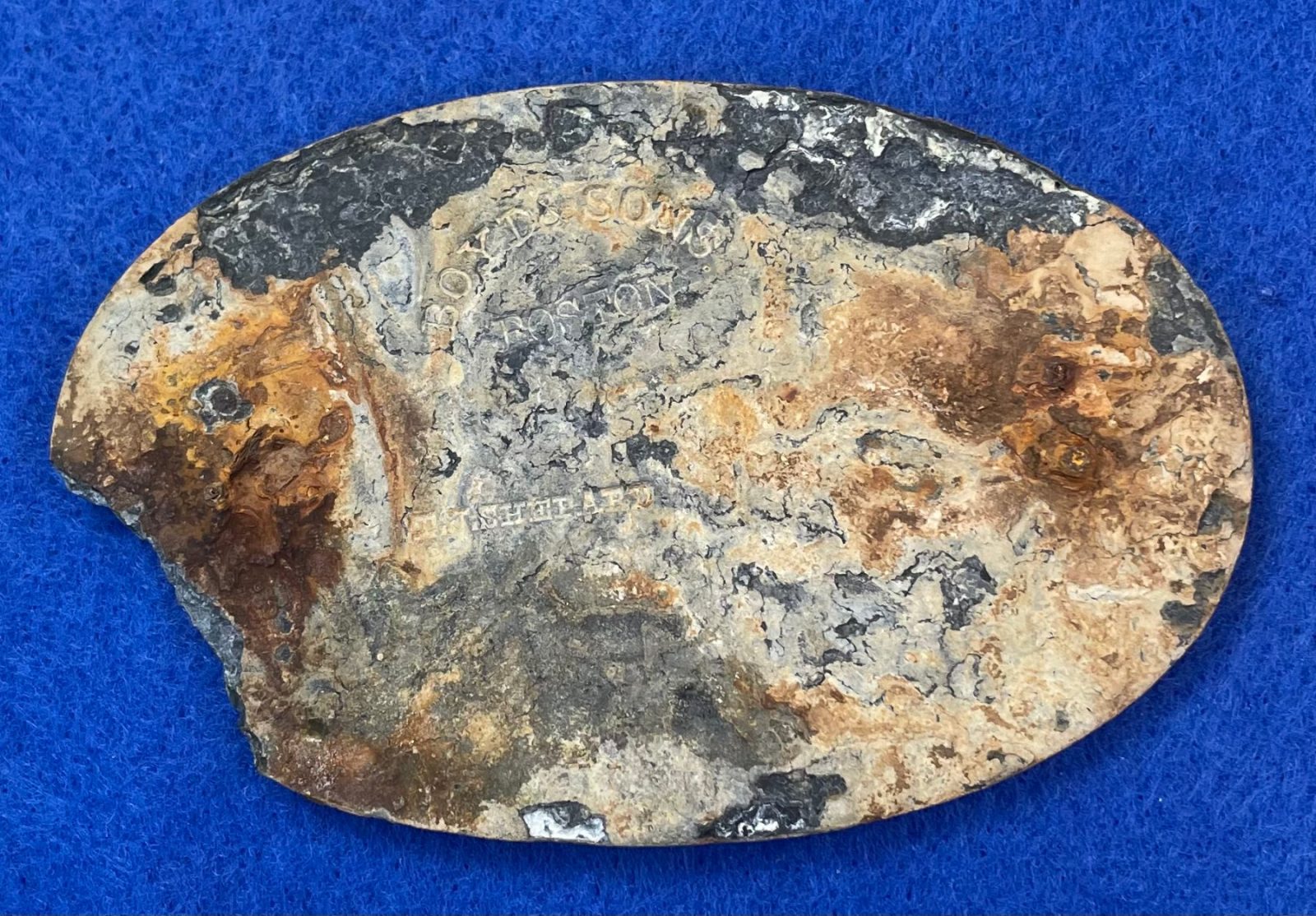 Excavated Civil War US Cartridge Box Plate with Markers Mark & Inspector Stamp