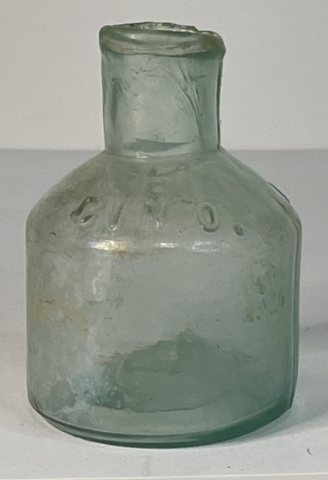 Rare J. J. Butler Open Pontil Aqua Ink Bottle