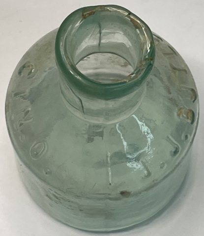 Rare J. J. Butler Open Pontil Aqua Ink Bottle
