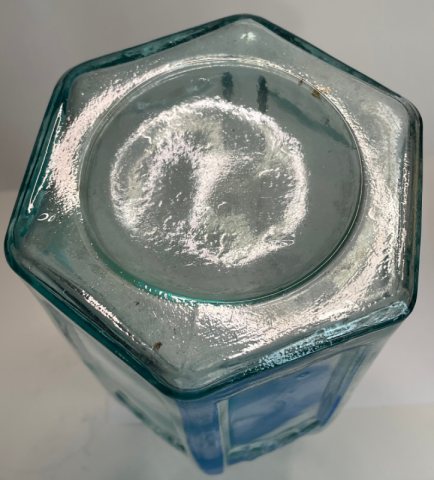 Beautiful Large 6 Sided Aqua Cathedral Pickle Bottle