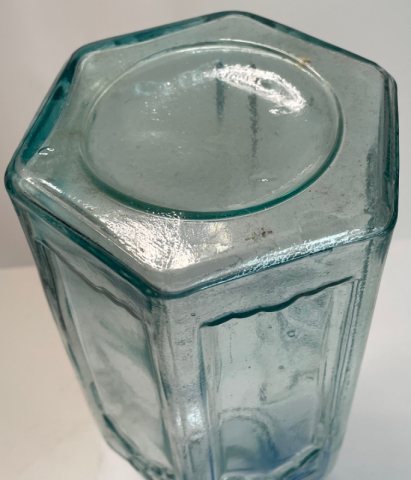 Beautiful Large 6 Sided Aqua Cathedral Pickle Bottle