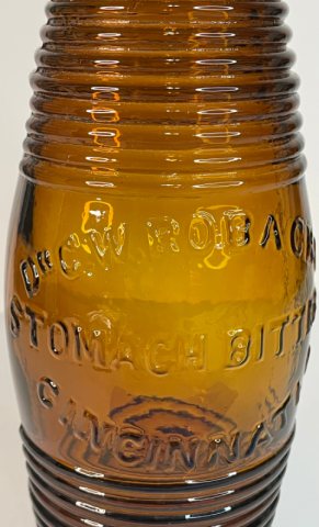 Amber Dr. C. W. Robacks Stomach Bitters Bottle