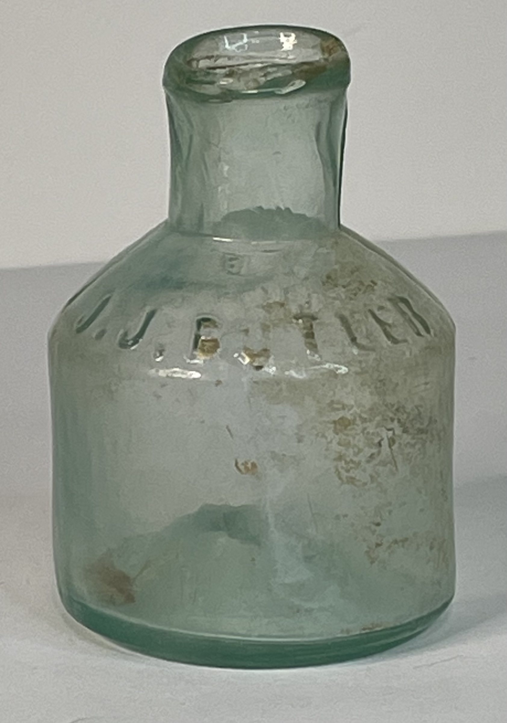 Rare J. J. Butler Open Pontil Aqua Ink Bottle