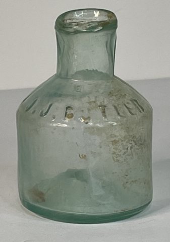 Rare J. J. Butler Open Pontil Aqua Ink Bottle
