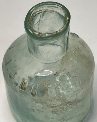 Rare J. J. Butler Open Pontil Aqua Ink Bottle