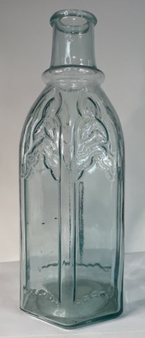 Beautiful Large 6 Sided Aqua Cathedral Pickle Bottle