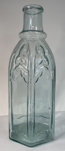 Beautiful Large 6 Sided Aqua Cathedral Pickle Bottle